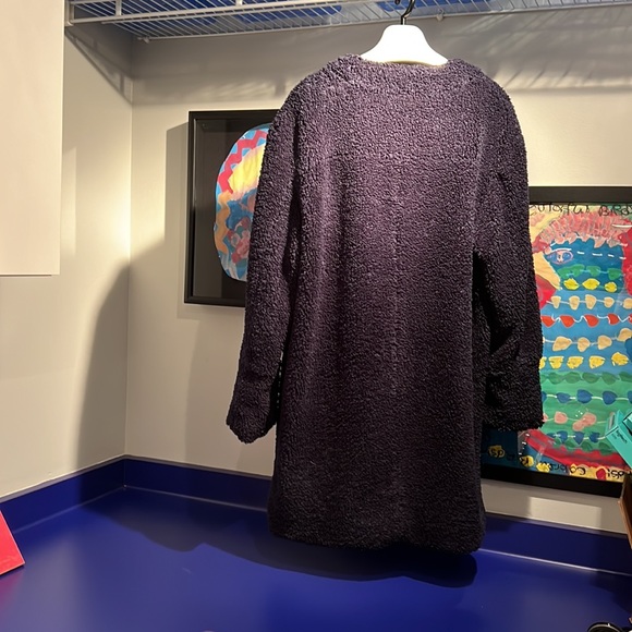 Gap Women’s Navy Sherpa Coat with Zipper and Snaps Sz XL - Picture 10 of 11